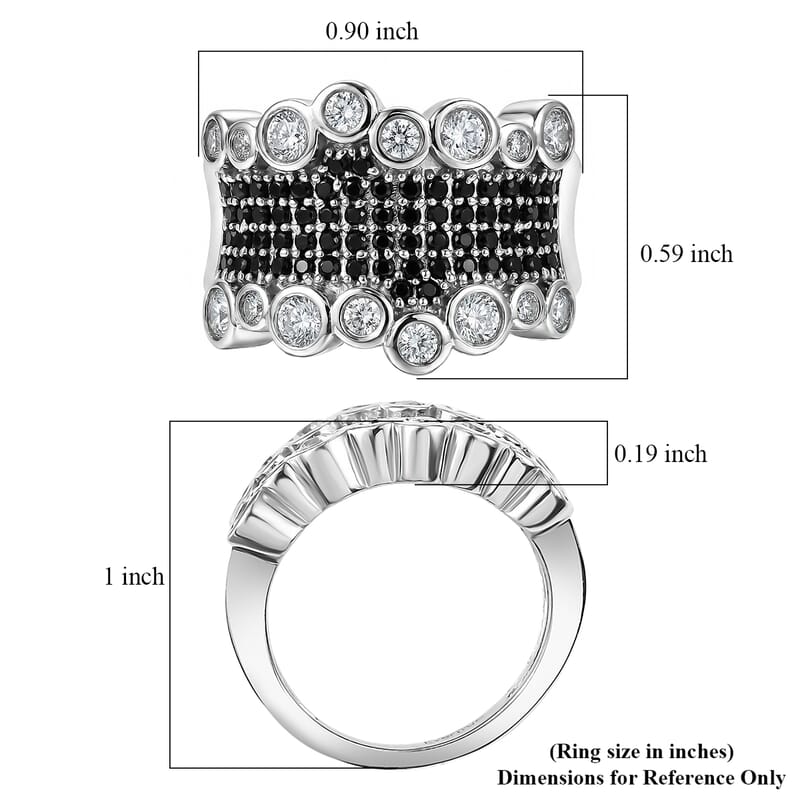 EverTrue Thai Black Spinel and White Zircon 1.75 ctw Imperial Midnight Ring in Platinum Bond (Size 10.0)