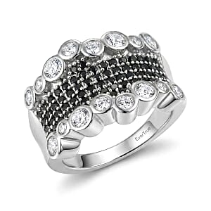 EverTrue Thai Black Spinel and White Zircon 1.75 ctw Imperial Midnight Ring in Platinum Bond (Size 5.0)