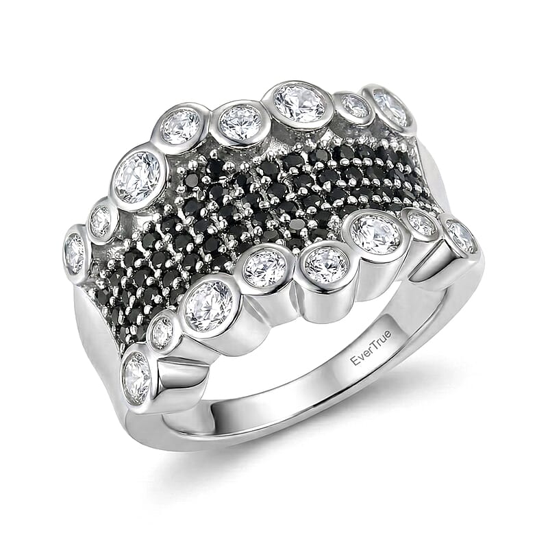 EverTrue Thai Black Spinel and White Zircon 1.75 ctw Imperial Midnight Ring in Platinum Bond (Size 5.0)
