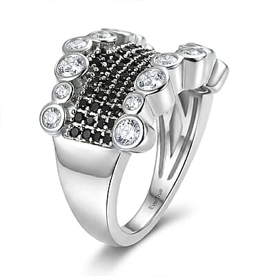 EverTrue Thai Black Spinel and White Zircon 1.75 ctw Imperial Midnight Ring in Platinum Bond (Size 5.0)