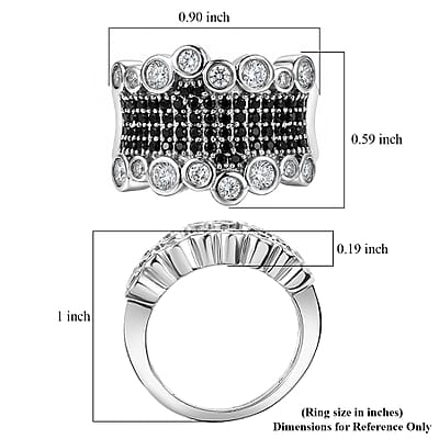 EverTrue Thai Black Spinel and White Zircon 1.75 ctw Imperial Midnight Ring in Platinum Bond (Size 5.0)
