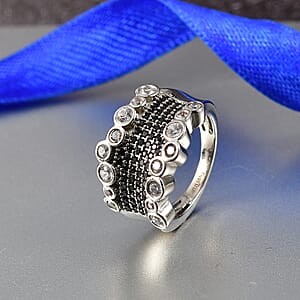 EverTrue Thai Black Spinel and White Zircon 1.75 ctw Imperial Midnight Ring in Platinum Bond (Size 6.0)