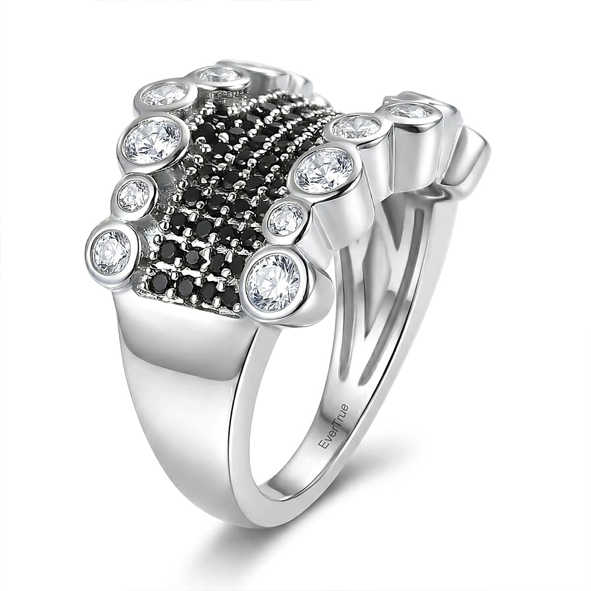 EverTrue Thai Black Spinel and White Zircon 1.75 ctw Imperial Midnight Ring in Platinum Bond (Size 6.0) image number 3