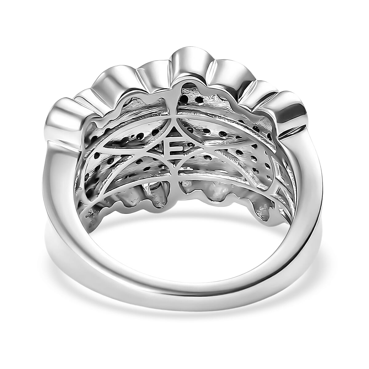 EverTrue Thai Black Spinel and White Zircon 1.75 ctw Imperial Midnight Ring in Platinum Bond (Size 9.0) image number 4