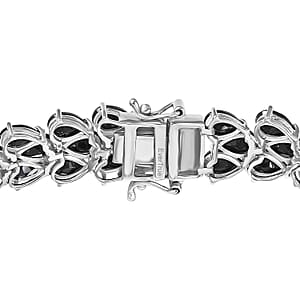 EverTrue Thai Black Spinel 41.40 ctw Midnight Noir Weave Bracelet in Platinum Bond (7.25 In) (Del. in 7-10 Days)