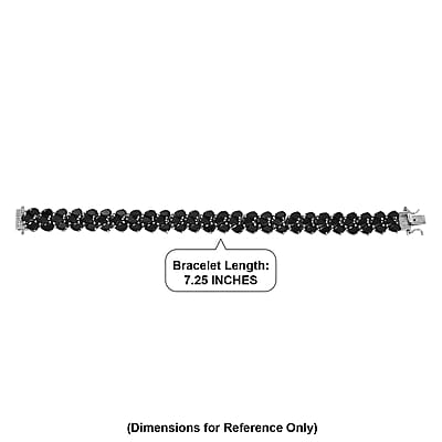 EverTrue Thai Black Spinel 41.40 ctw Midnight Noir Weave Bracelet in Platinum Bond (7.25 In)