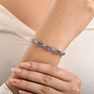 D'Joy Tanzanite, Diamond Bracelet in Rhodium Over Sterling Silver 10.55 ctw (7.25 In)