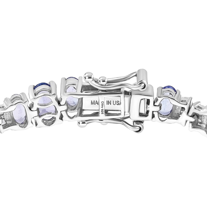 D'Joy Tanzanite, Diamond Bracelet in Rhodium Over Sterling Silver 10.55 ctw (7.25 In)