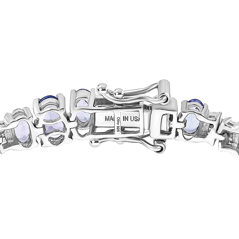 D'Joy Tanzanite, Diamond Bracelet in Rhodium Over Sterling Silver 10.55 ctw (7.25 In)
