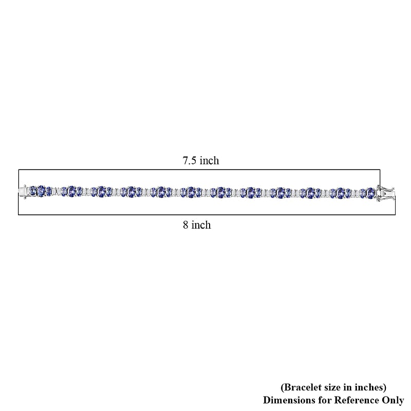 D'Joy Tanzanite, Diamond Bracelet in Rhodium Over Sterling Silver 10.55 ctw (7.25 In)