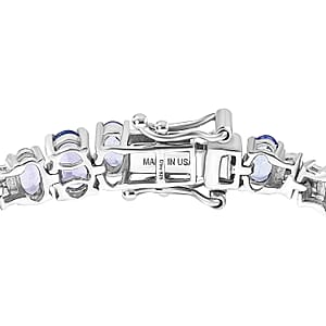 D'Joy Tanzanite and Diamond 11.40 ctw Bracelet in Rhodium Over Sterling Silver (8.00 In)