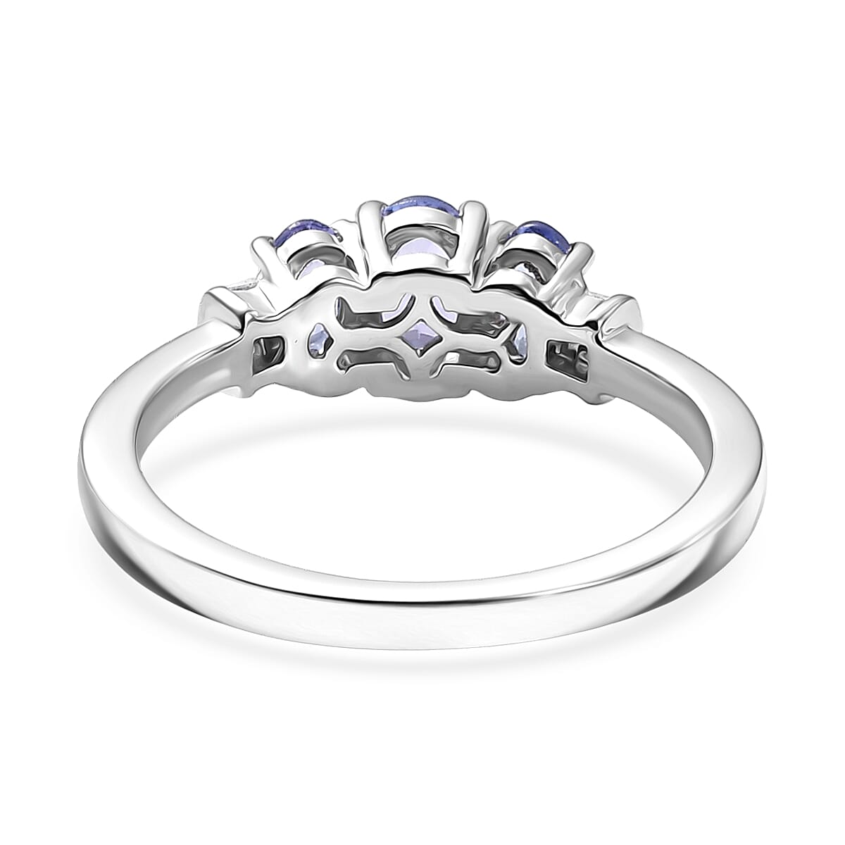 D'Joy Tanzanite and Diamond 0.90 ctw Oval Harmony Ring in Rhodium Over Sterling Silver (Size 6.0) image number 4