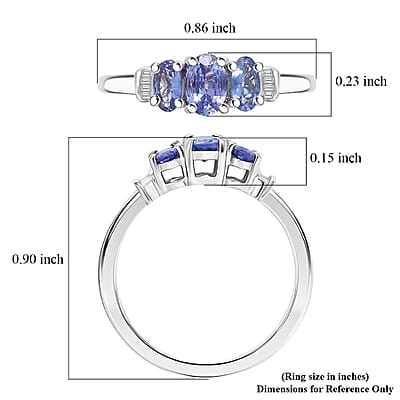 D'Joy Tanzanite and Diamond 0.90 ctw Oval Harmony Ring in Rhodium Over Sterling Silver (Size 6.0)