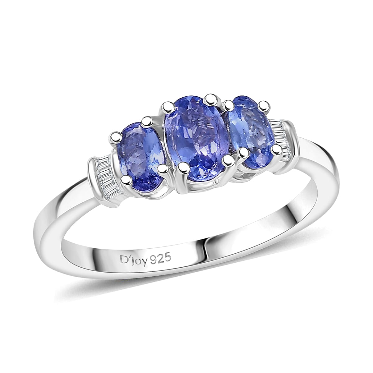 D'Joy Tanzanite and Diamond 0.90 ctw Ring in Rhodium Over Sterling Silver (Size 7.0) image number 0