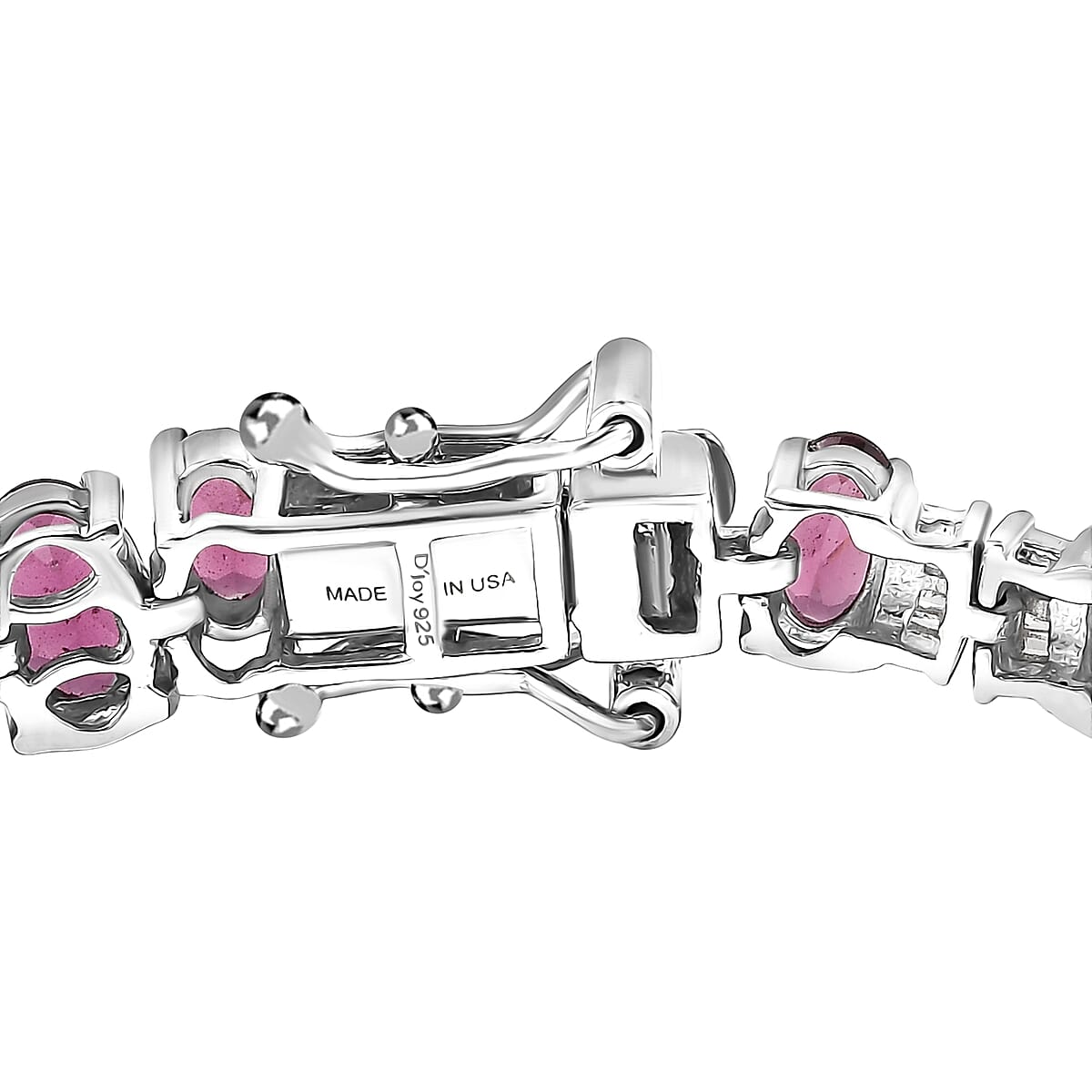 D'Joy Radiant Ember Garnet and Diamond 12.50 ctw Bracelet in Rhodium Over Sterling Silver (6.50 In) image number 3