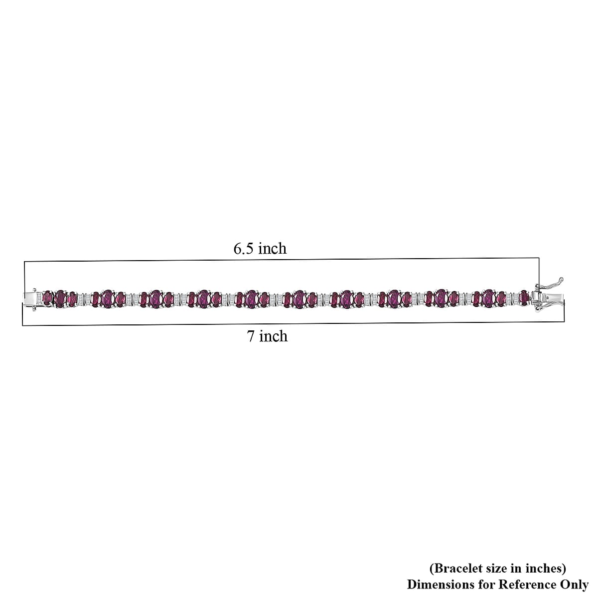 D'Joy Radiant Ember Garnet and Diamond 12.50 ctw Bracelet in Rhodium Over Sterling Silver (6.50 In) image number 4