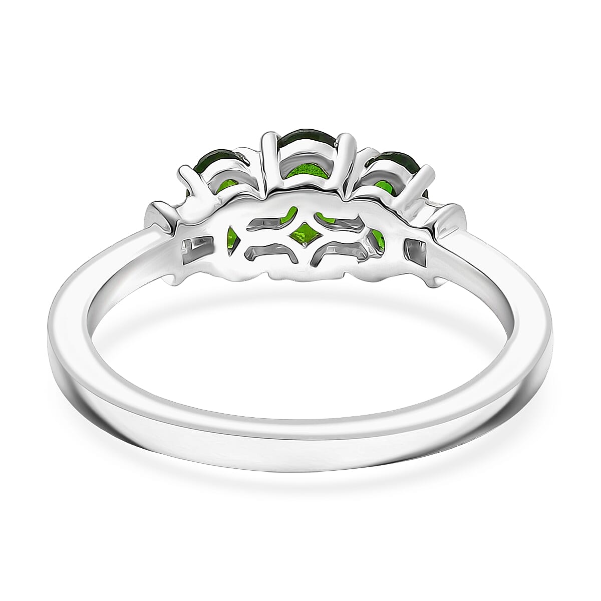 D'Joy Chrome Diopside, Diamond Ring in Rhodium Over Sterling Silver 1.00 ctw (Size 6.0)