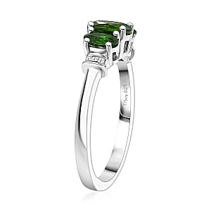 D'Joy Chrome Diopside, Diamond Ring in Rhodium Over Sterling Silver 1.00 ctw (Size 8.0)