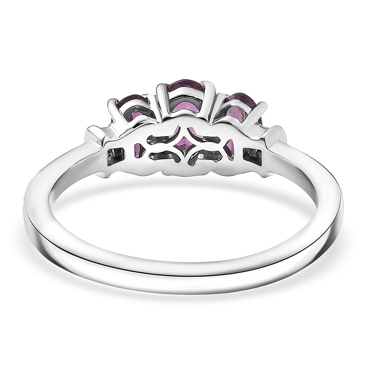 D'Joy Radiant Ember Garnet, Diamond Ring in Rhodium Over Sterling Silver 1.20 ctw (Size 8.0) image number 4