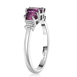 D'Joy Radiant Ember Garnet, Diamond Ring in Rhodium Over Sterling Silver 1.20 ctw (Size 9.0)