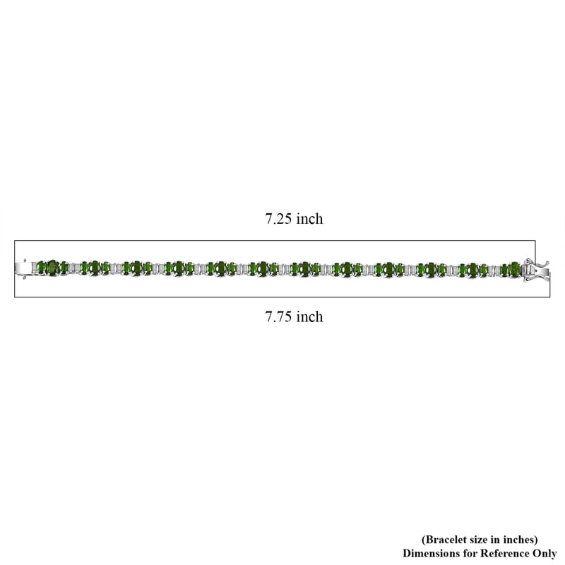 D'Joy Chrome Diopside and Diamond 10.80 ctw Bracelet in Rhodium Over Sterling Silver (7.25 In)