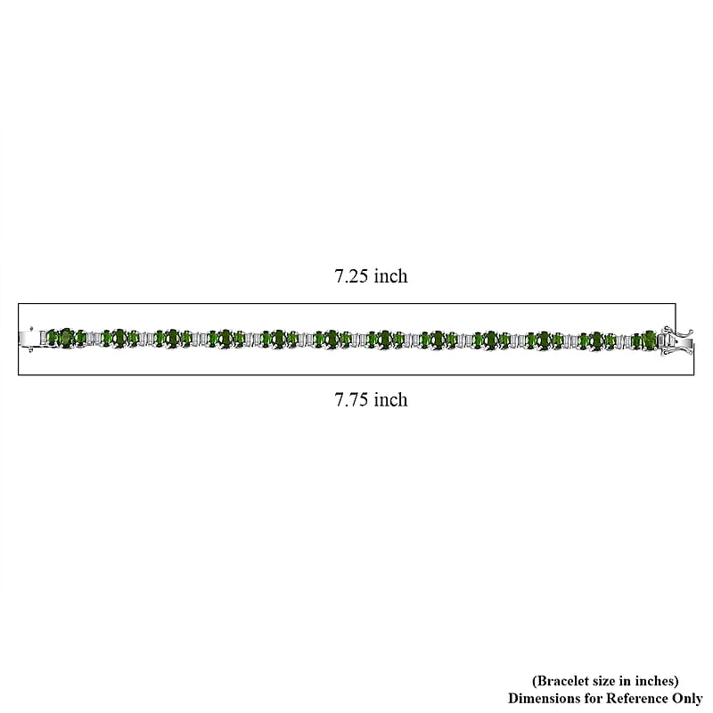 D'Joy Chrome Diopside and Diamond 10.80 ctw Bracelet in Rhodium Over Sterling Silver (7.25 In)