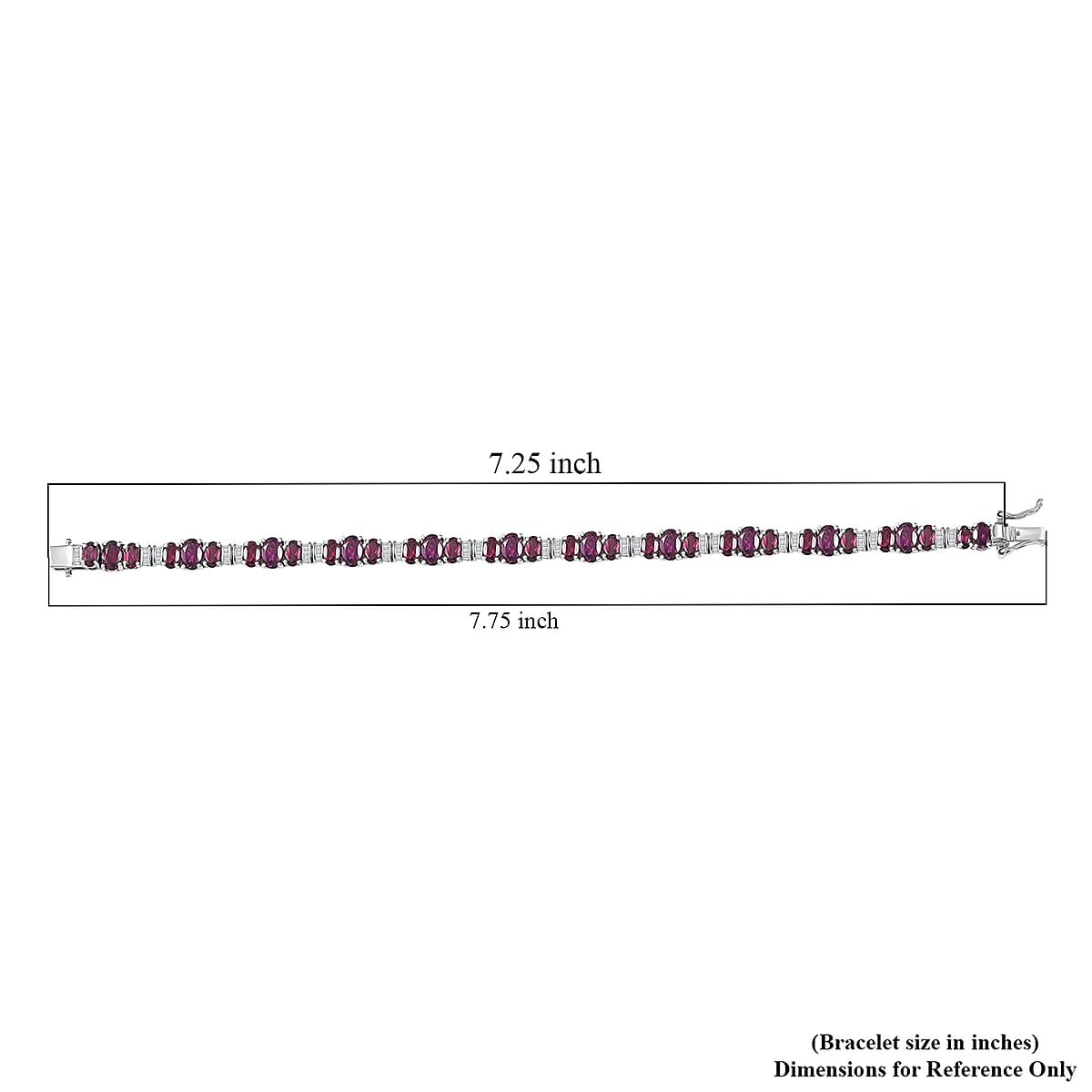 D'Joy Radiant Ember Garnet, Diamond Bracelet in Rhodium Over Sterling Silver 14.30 ctw (7.25 In) image number 4