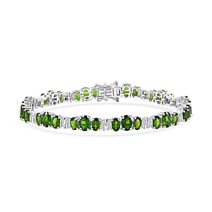 D'Joy Chrome Diopside and Diamond 11.75 ctw Bracelet in Rhodium Over Sterling Silver (8.00 In)