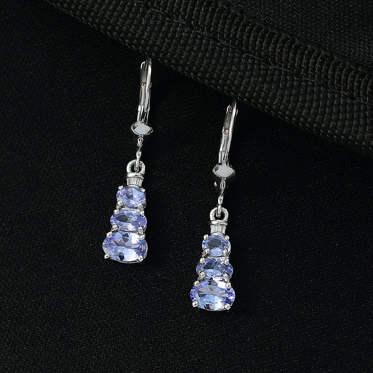 D'Joy Tanzanite and Diamond 1.70 ctw Earrings in Rhodium Over Sterling Silver image number 1