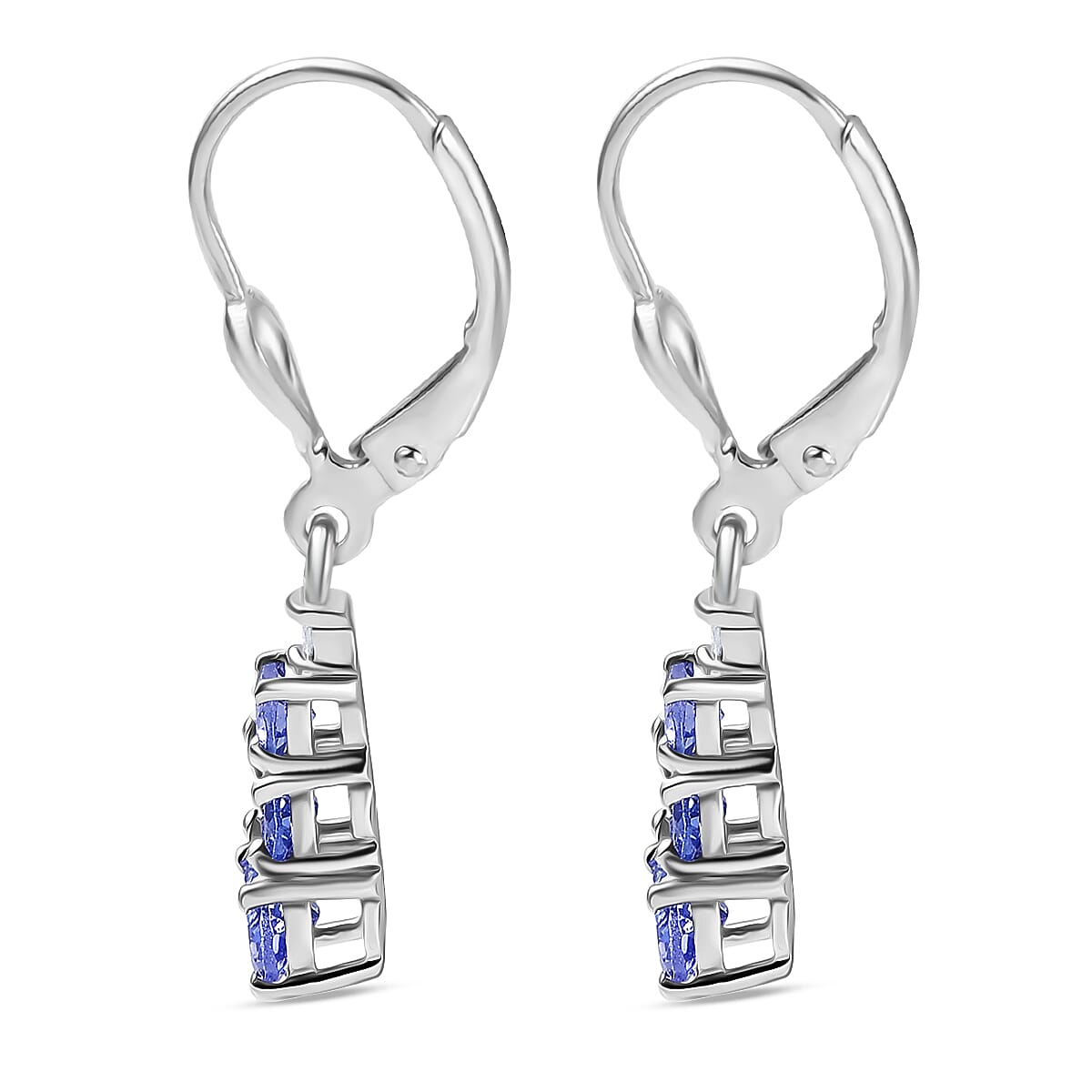 D'Joy Tanzanite and Diamond 1.70 ctw Earrings in Rhodium Over Sterling Silver image number 3