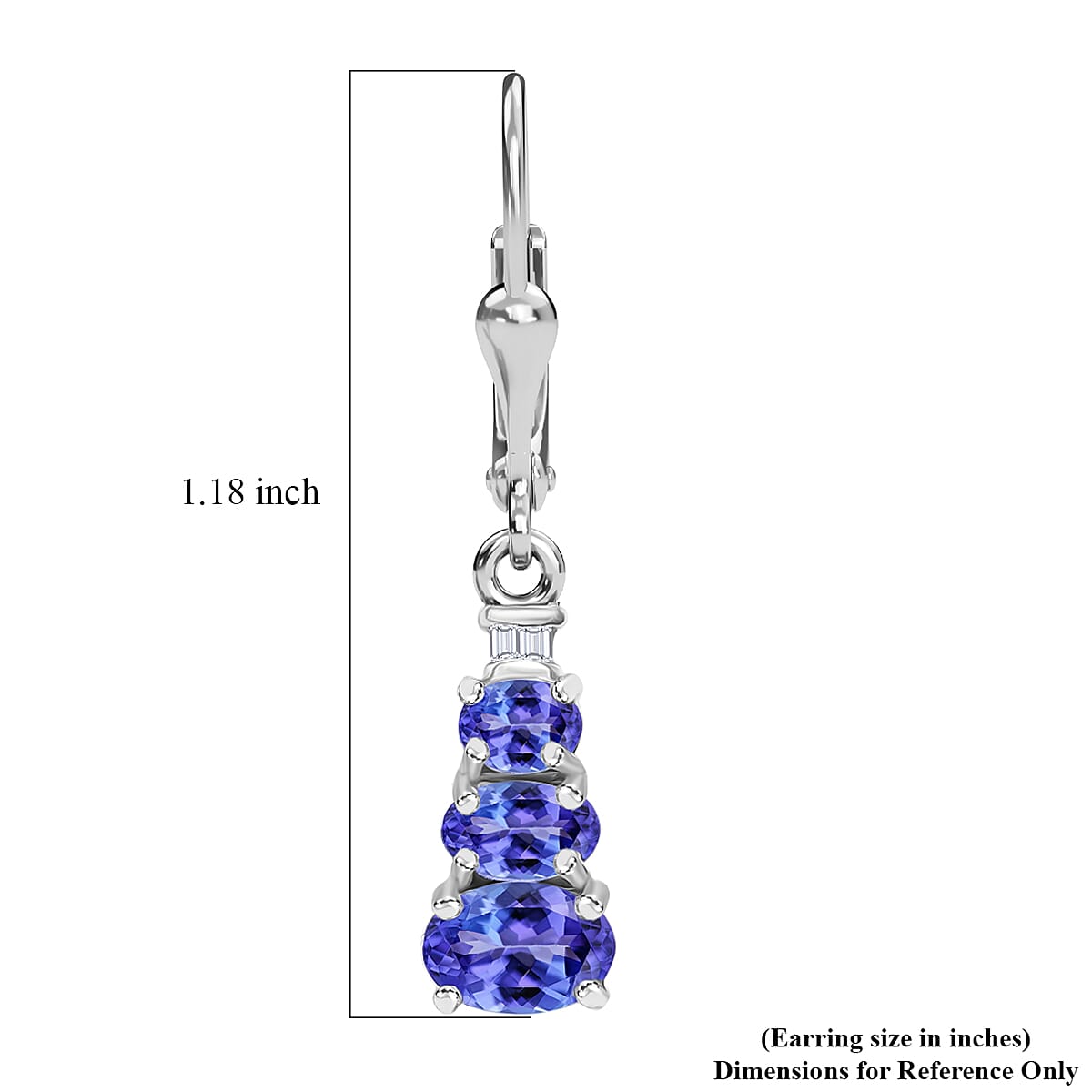 D'Joy Tanzanite and Diamond 1.70 ctw Earrings in Rhodium Over Sterling Silver