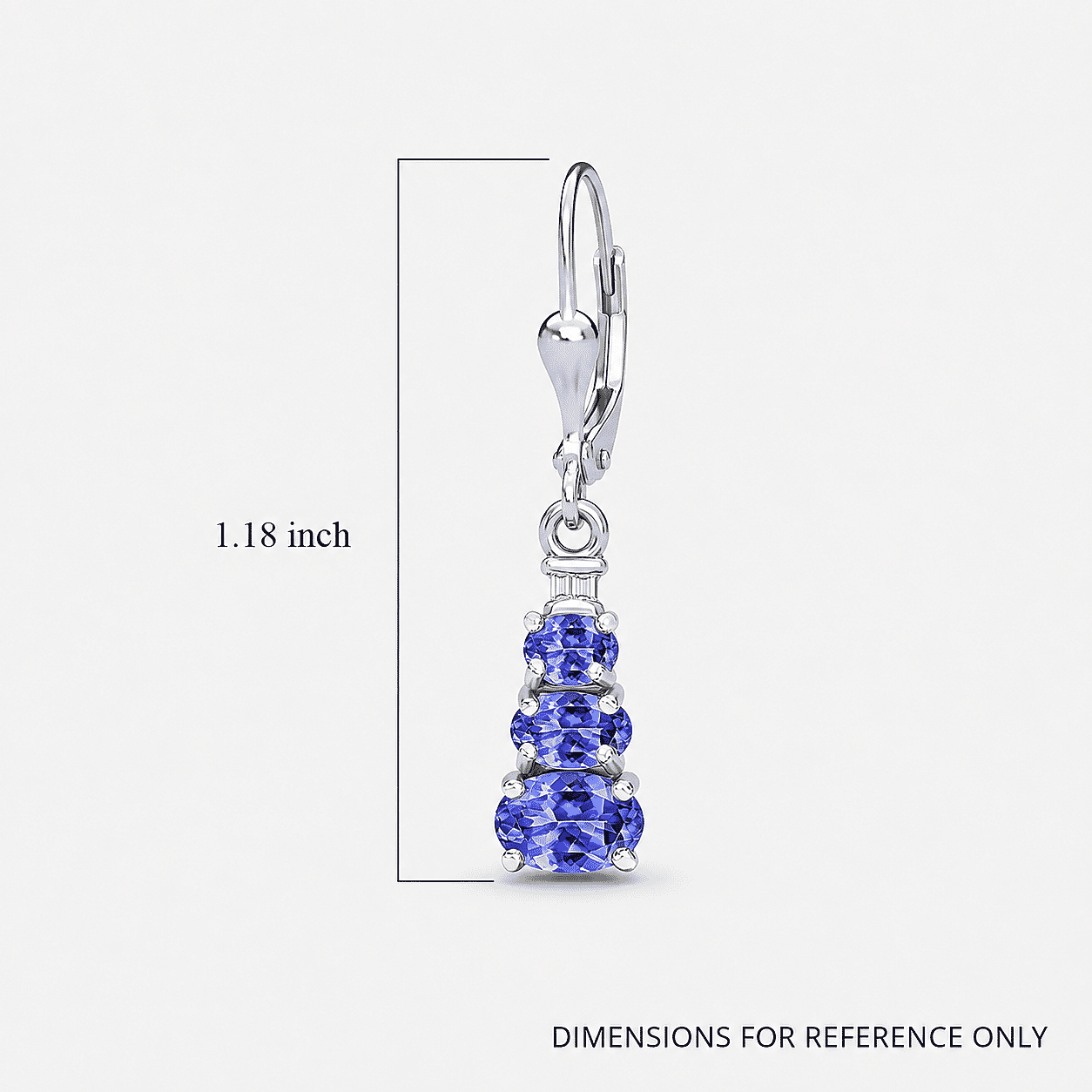 D'Joy Tanzanite and Diamond 1.70 ctw Earrings in Rhodium Over Sterling Silver