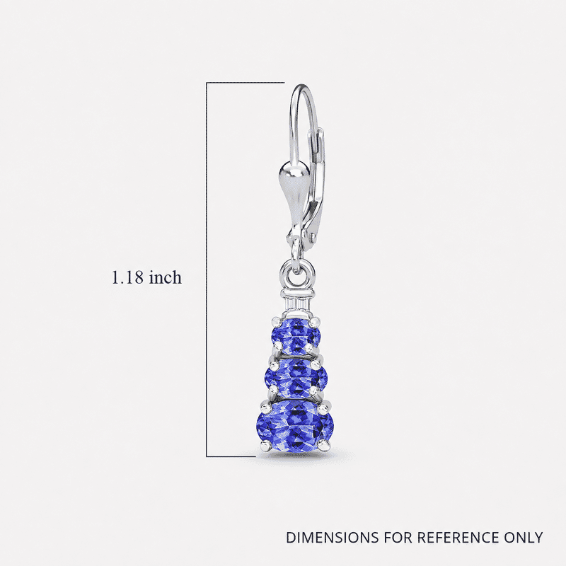 D'Joy Tanzanite and Diamond 1.70 ctw Earrings in Rhodium Over Sterling Silver
