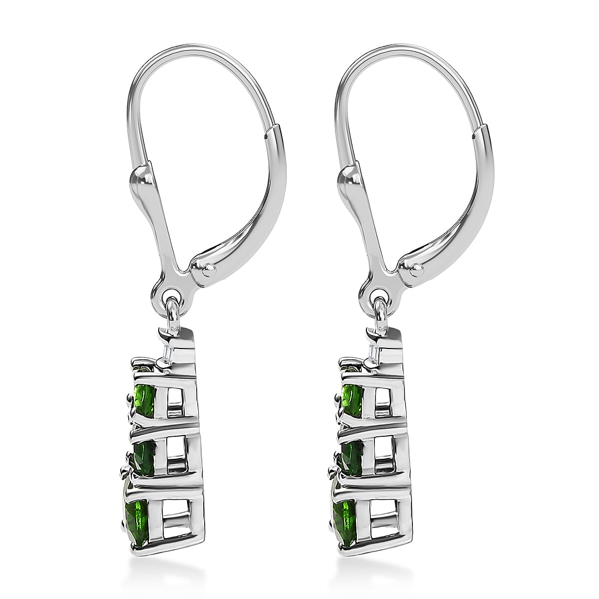 D'Joy Chrome Diopside and Diamond 1.80 ctw Earrings in Rhodium Over Sterling Silver image number 3