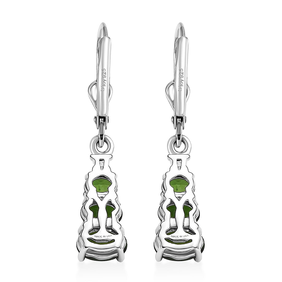 D'Joy Chrome Diopside and Diamond 1.80 ctw Earrings in Rhodium Over Sterling Silver image number 4