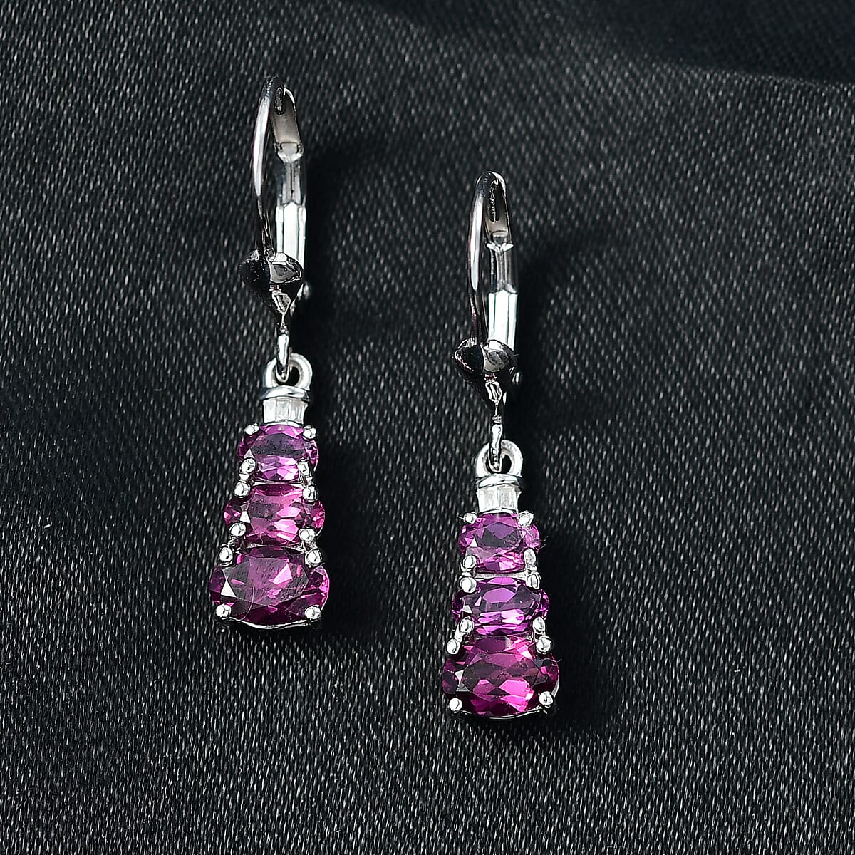 D'Joy Radiant Ember Garnet and Diamond 2.15 ctw Earrings in Rhodium Over Sterling Silver image number 1