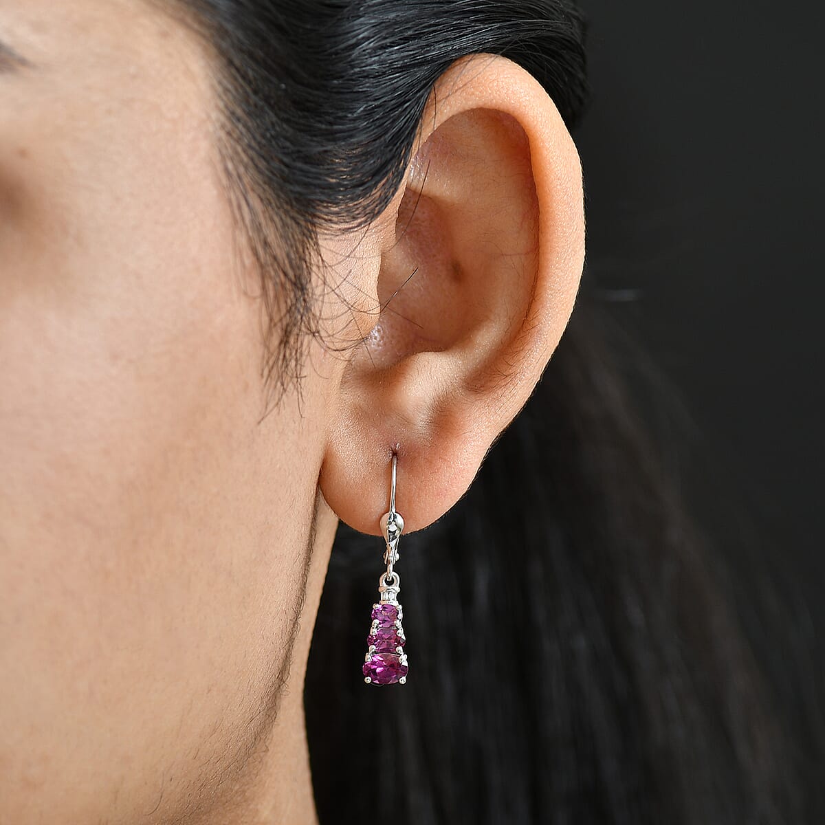 D'Joy Radiant Ember Garnet and Diamond 2.15 ctw Earrings in Rhodium Over Sterling Silver image number 2