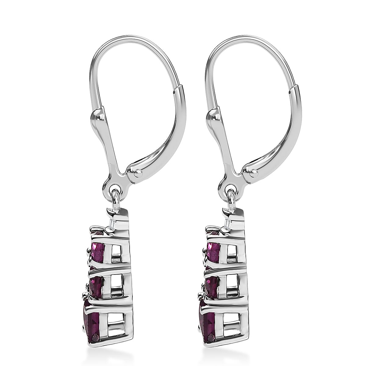 D'Joy Radiant Ember Garnet and Diamond 2.15 ctw Earrings in Rhodium Over Sterling Silver image number 3