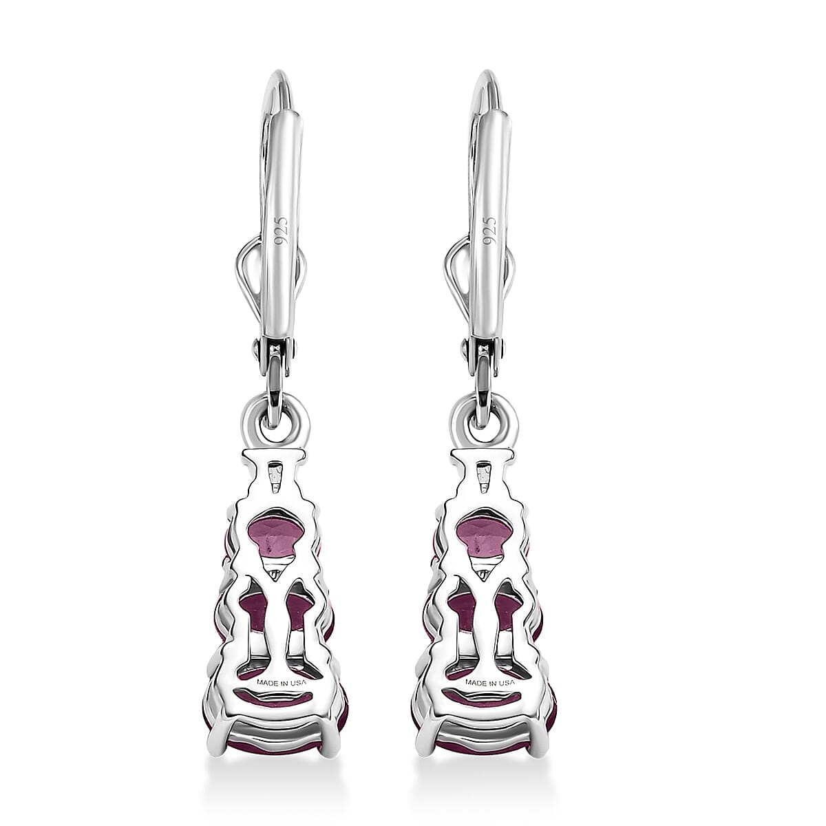 D'Joy Radiant Ember Garnet and Diamond 2.15 ctw Earrings in Rhodium Over Sterling Silver image number 4