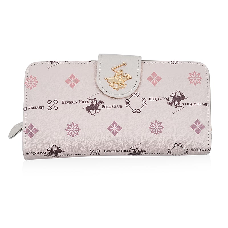 Closeout Beverly Hills Polo Club Tan Faux Leather Multi Pattern Wallet
