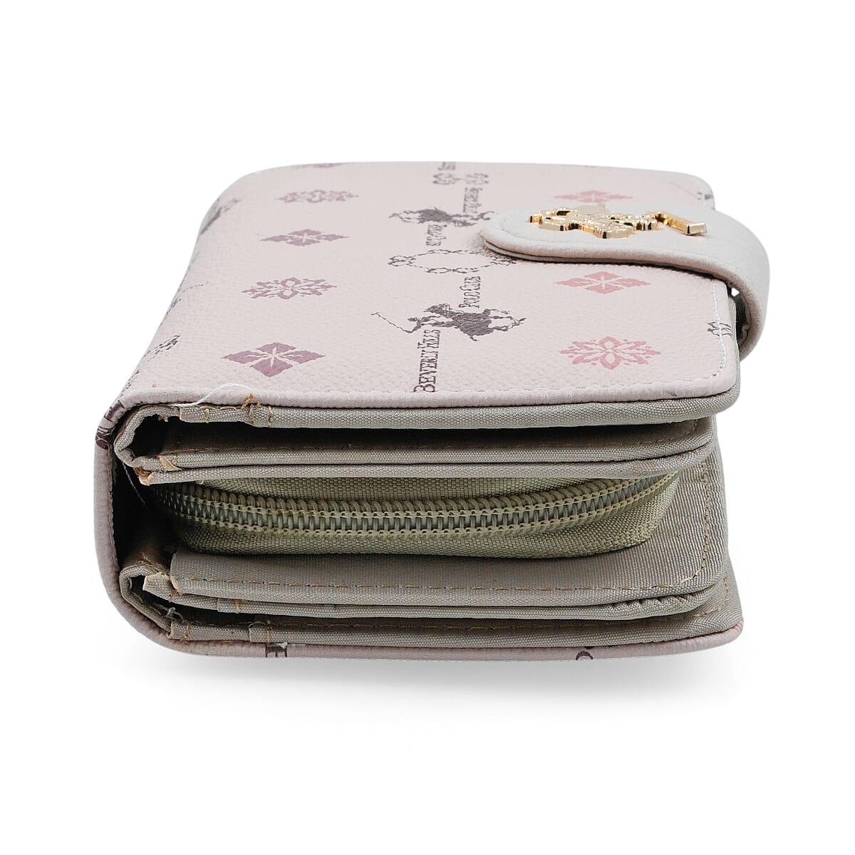 Closeout Beverly Hills Polo Club Tan Faux Leather Multi Pattern Wallet  image number 4