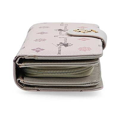 Closeout Beverly Hills Polo Club Tan Faux Leather Multi Pattern Wallet