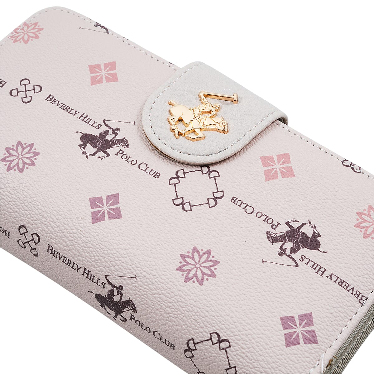 Closeout Beverly Hills Polo Club Tan Faux Leather Multi Pattern Wallet  image number 5