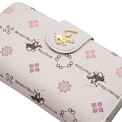 Closeout Beverly Hills Polo Club Tan Faux Leather Multi Pattern Wallet