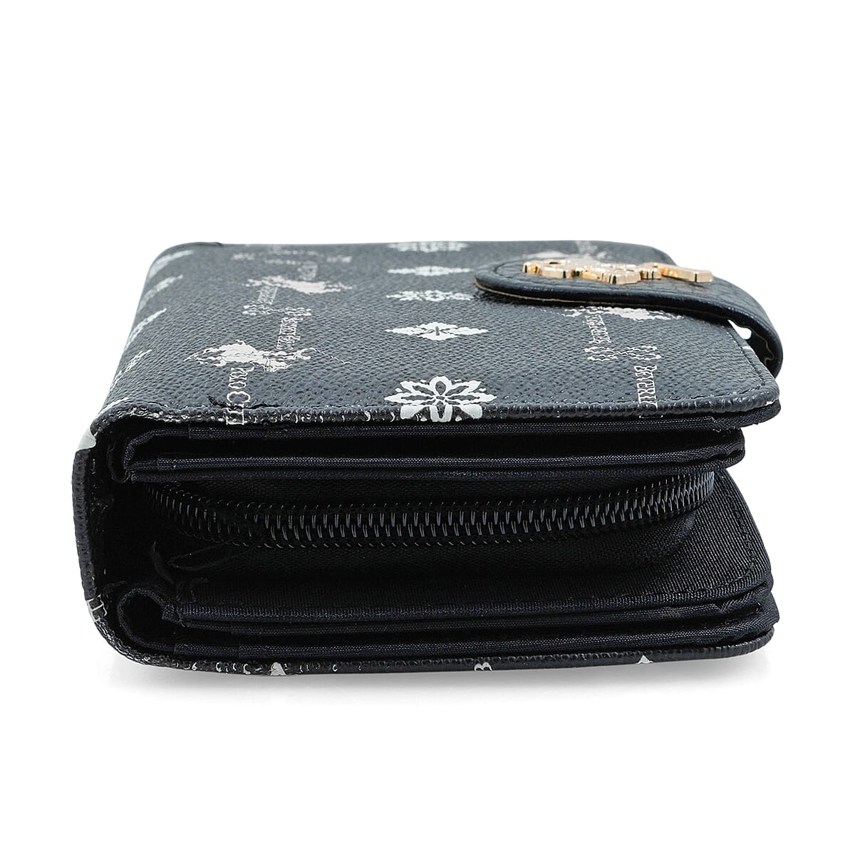 Closeout Beverly Hills Polo Club Black Faux Leather Multi Pattern Wallet  image number 4