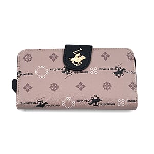 Closeout Beverly Hills Polo Club Taupe Faux Leather Multi Pattern Wallet