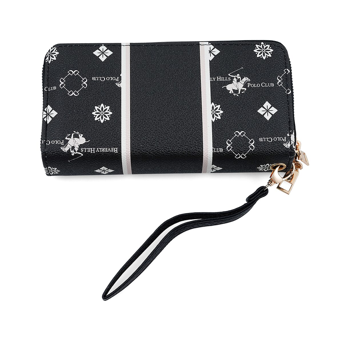 Closeout Beverly Hills Polo Club Black Faux Leather Multi Pattern Wristlet Wallet image number 3