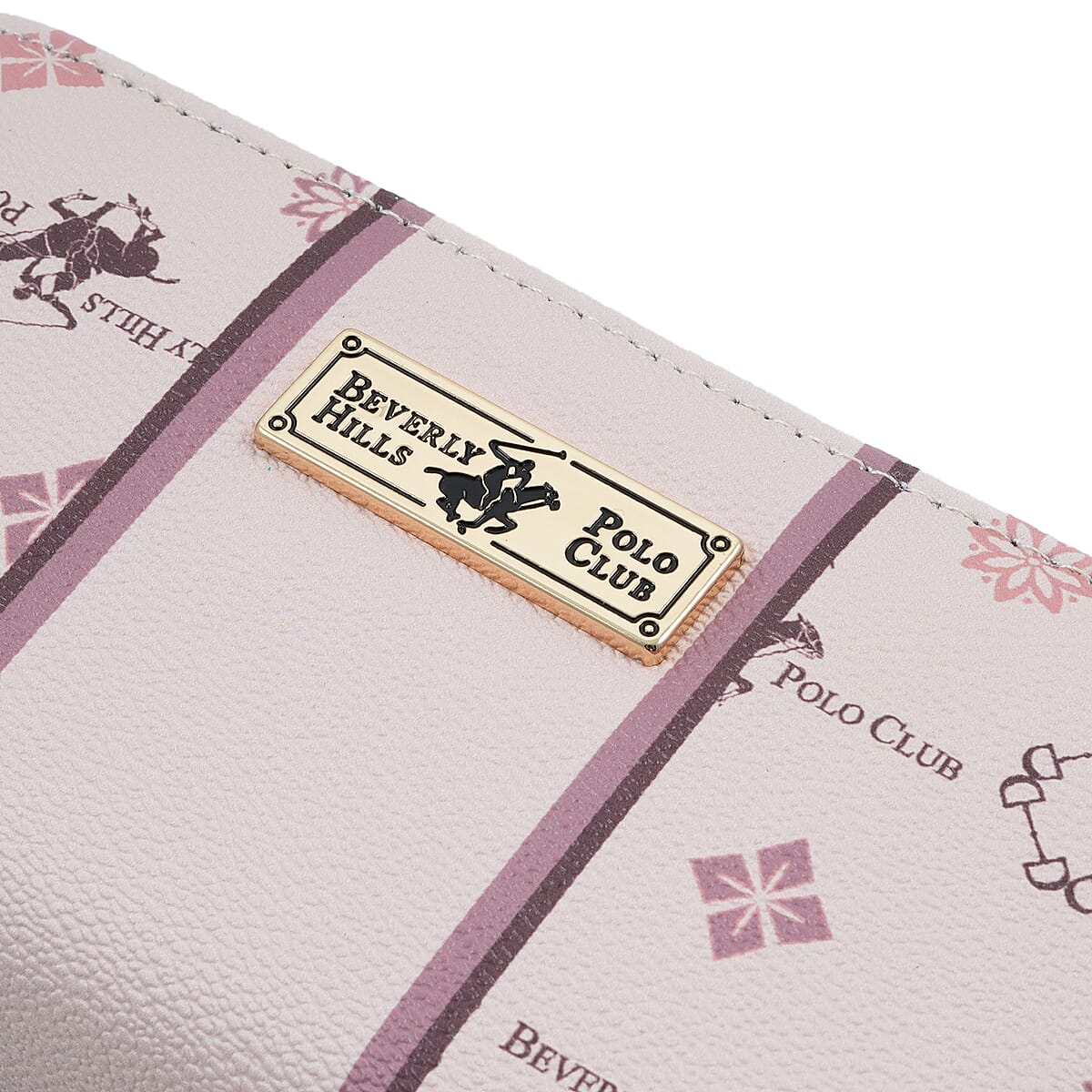 Closeout Beverly Hills Polo Club Tan Faux Leather Multi Pattern Wristlet Wallet image number 6