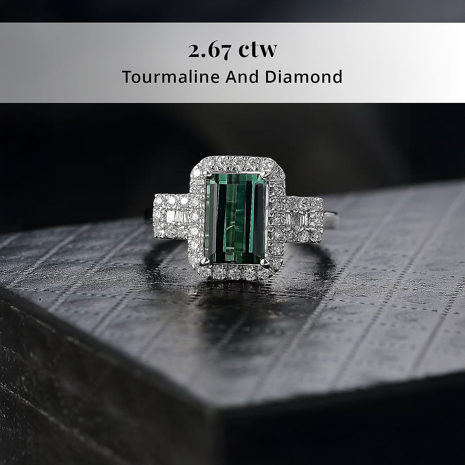 Certified & Appraised Rhapsody AAAA Santa Rosa Tourmaline and Diamond E-F VS 2.67 ctw Ring in 950 Platinum (Size 10.0) 7.35 Grams