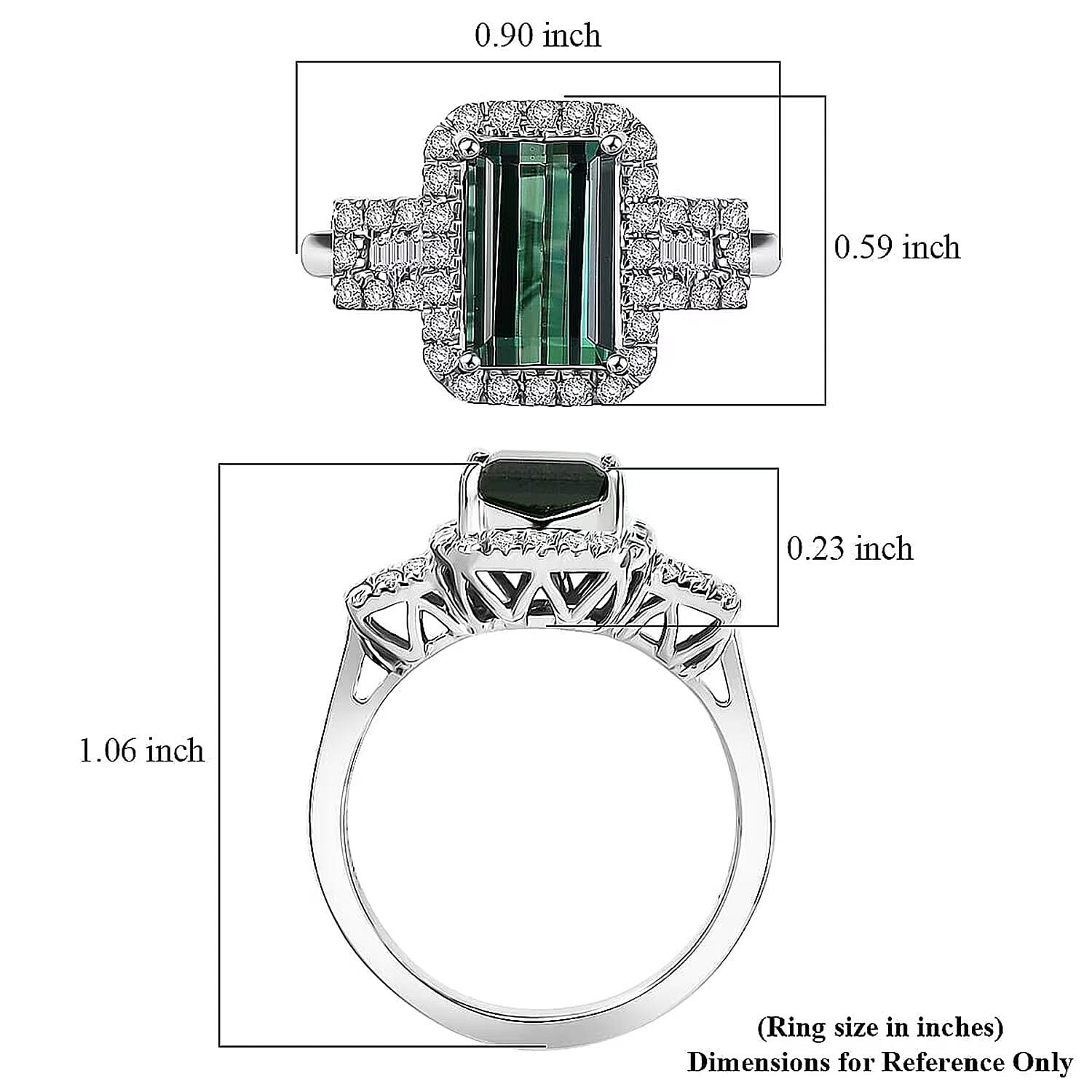 Certified & Appraised Rhapsody AAAA Santa Rosa Tourmaline and Diamond E-F VS 2.67 ctw Ring in 950 Platinum (Size 10.0) 7.35 Grams